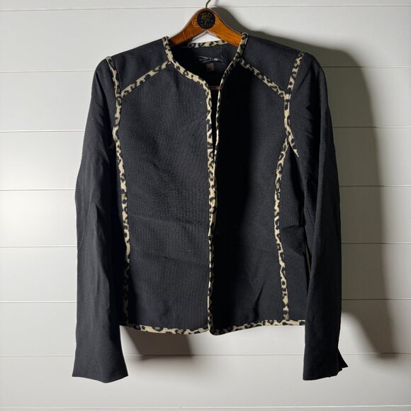 Black Label by Evan Picone Sheeth Dress & Jacket Black Leopard Print Size 14 - Picture 6 of 14